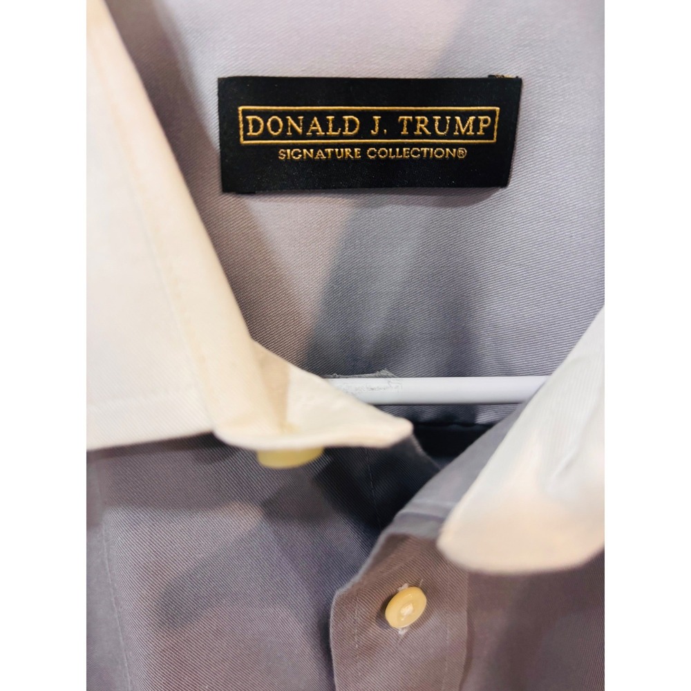 Donald J Trump Signature‎ Collection Grey White Collar Dress Shirt 16 32/33